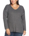 VINCE CAMUTO PLUS SIZE METALLIC RIBBED SWEATER