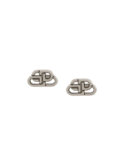 Balenciaga Bb Stud Xs Earrings In Metallic