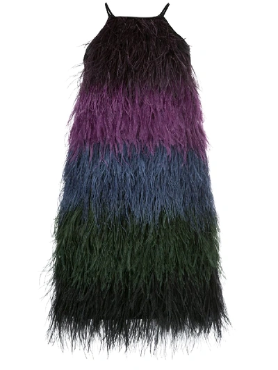 Cynthia Rowley Ivy Ombre Ostrich Feather Dress In Multicolour
