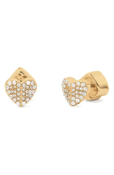 Kate Spade Heart To Heart Mini Pave Stud Earrings In Clear/ Gold