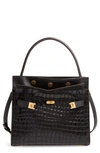 TORY BURCH SMALL LEE RADZIWILL CROC EMBOSSED LEATHER DOUBLE BAG,61884