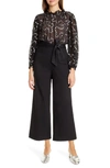 REBECCA TAYLOR NUAGE METALLIC DOT MIX MEDIA SILK & WOOL BLEND JUMPSUIT,819780P354