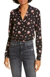 ALICE AND OLIVIA WILLA FRIENDS WITH YOU PRINT SILK SHIRT,CV911P55004