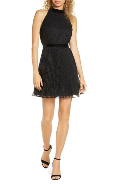Ali & Jay Dancing Lady Pleated Lace Minidress In Black Lace