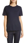 Co Cashmere Short Sleeve Knit Top In Navy