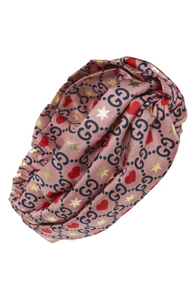 ❤️❤️Gucci Rose Embroidered Heart Bow Headband in Red and Green on GG Silk❤️❤️ gucci-Red-Beige-GG-Flora-  main image 3
