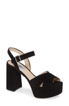 Prada 65mm Suede Crisscross Platform Sandals In Black
