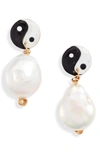 SUSAN ALEXANDRA YIN YANG FRESHWATER PEARL EARRINGS,E-0201