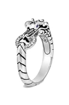 JOHN HARDY LEGENDS NAGA SILVER DIAMOND RING,RBP601792BSPDIX7