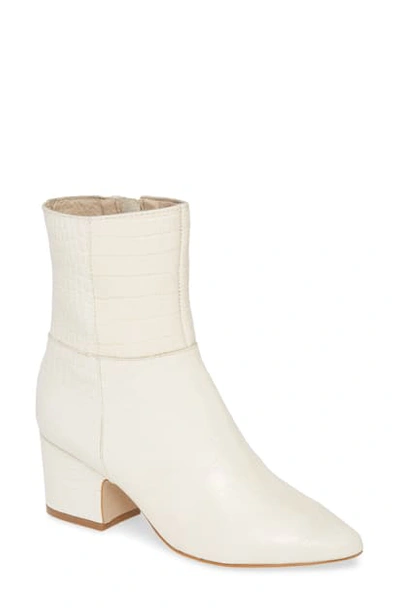 Matisse At Ease Block Heel Bootie In White Leather