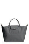 Longchamp 'medium Le Pliage Neo' Nylon Top Handle Tote In Grey/silver