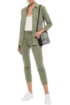 CURRENT ELLIOTT CROPPED LACE-UP COTTON-BLEND TWILL SLIM-LEG trousers,3074457345620972858
