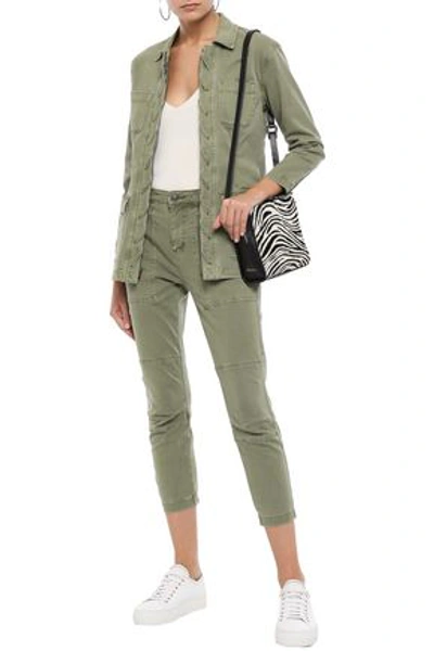 Current Elliott Lace-up Cotton-blend Twill Jacket In Army Green