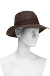 MAISON MICHEL MAISON MICHEL WOMAN VIRGINIE GROSGRAIN-TRIMMED RABBIT-FELT FEDORA CHOCOLATE,3074457345620727036