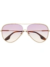 Victoria Beckham Tinted Aviator Sunglasses In Gold