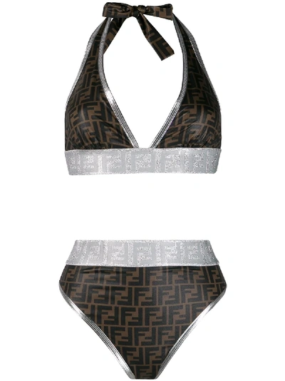 Fendi Ff Pattern Bikini In Brown | ModeSens