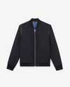 THE KOOPLES LEATHER DETAIL BLENDED BLUE ROCK-STYLE WOOL JACKET