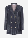 THOM BROWNE STRIPED WOOL DOUBLE-BREASTED BLAZER