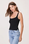 Lna Essential Ribbed Scoop Tank In Black In Black