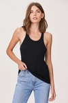 Lna Essential Ribbed Racer Tank In Black