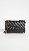 Tory Burch Kira Small Chevron Leather Shoulder Bag In Black