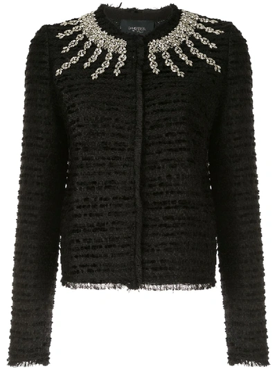 Giambattista Valli Rhinestone-embellished Tweed Jacket In Black