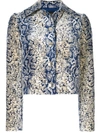 Giambattista Valli Samtjacke Mit Schlangenleder-print In 蓝色