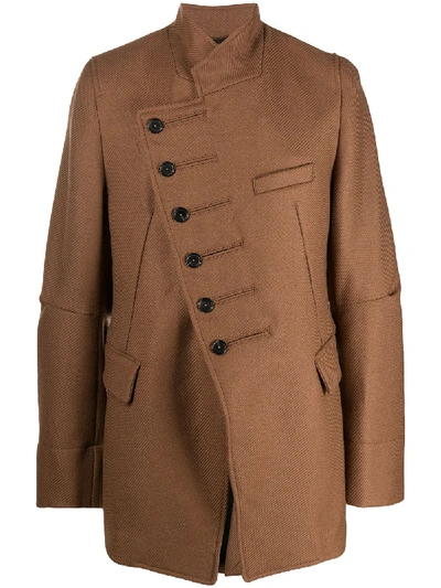 Ann Demeulemeester Off-center Button Coat In Brown
