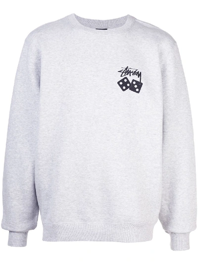 Stussy Logo Embroidered Sweatshirt In Grey