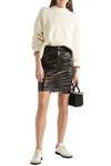 Isabel Marant Amel Ribbed Knit-trimmed Coated-silk Mini Skirt In Black