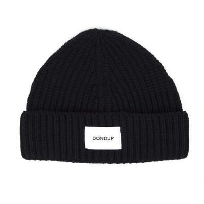Dondup Black Ribbed Wool & Acrylic Hat
