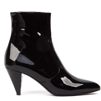 Celine Black Patent Leather Ankle Boots
