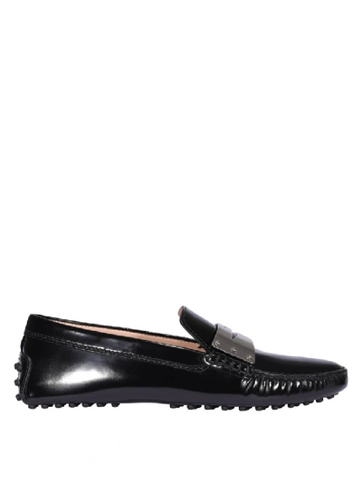Tod's Gommino Patent Leather Loafers In Black
