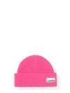 Ganni Women's A1630514 Fuchsia Wool Hat In Hot Pink