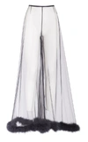 ROSAMOSARIO PETER PAN TROUSERS IN TULLE DECORATED WITH BLACK FEATHERS,47A3ED87-9F40-264D-4DE8-EBE88061BE43