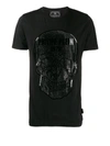 PHILIPP PLEIN CRYSTAL EMBELLISHED PLATINUM SKULL T-SHIRT,f123af4c-9339-e26e-6a3e-3895dd80ff75