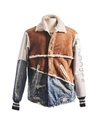 GREG LAUREN 50/50 SHEARLING/DENIM VARSITY JACKET,672AC76D-10AE-F464-EBD9-1D850F1E106A