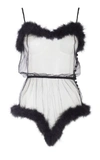 ROSAMOSARIO PETER PAN BODY IN TULLE DECORATED WITH BLACK FEATHERS,8972465A-8BF2-F770-27D9-D6D00DDCB9F3