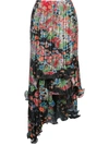 Givenchy Bloom Asymmetrical Plisse Midi Skirt In Black