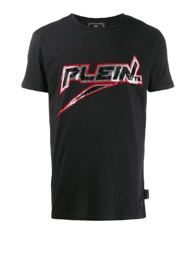 Philipp Plein Logo Platinum Cut Space Plein T-shirt In Black