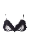 ROSAMOSARIO PETER PAN TRIANGLE BRA IN TULLE DECORATED WITH BLACK FEATHERS,F3E0CFB4-6B3C-EC3B-8D36-940BA5BB1540