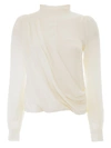 MICHAEL MICHAEL KORS DRAPED SILK BLOUSE,11156065