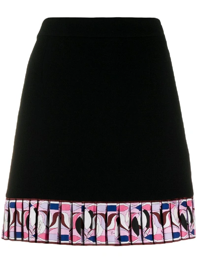 Emilio Pucci Pleated Trim Mini Skirt In Black