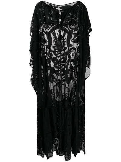Emilio Pucci Embroidered Flared Beach Cover-up In Black
