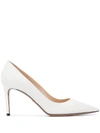 Prada Saffiano Textured Patent Leather Pumps In White