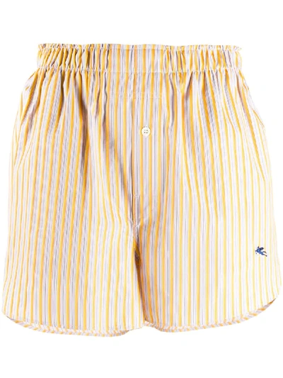Etro 拳击风条纹短裤 In Yellow