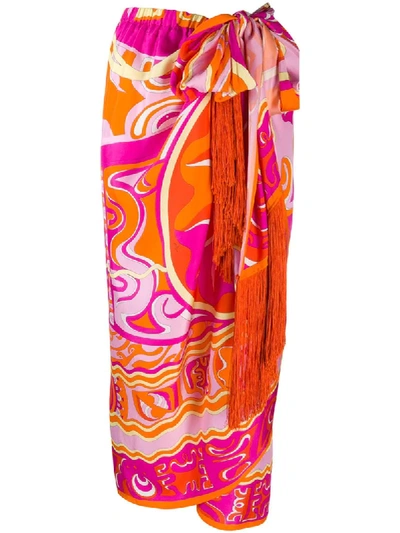 Emilio Pucci High-waist Printed Skirt In Orange