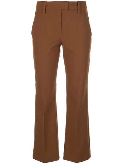 Brunello Cucinelli Cropped Flared-leg Trousers In Brown
