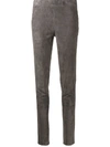 Arma Leather Skinny Trousers In Grey