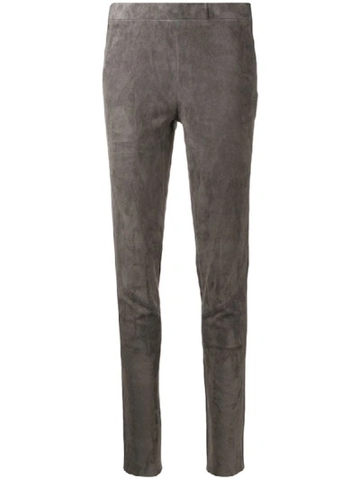 Arma Leather Skinny Trousers In Grey